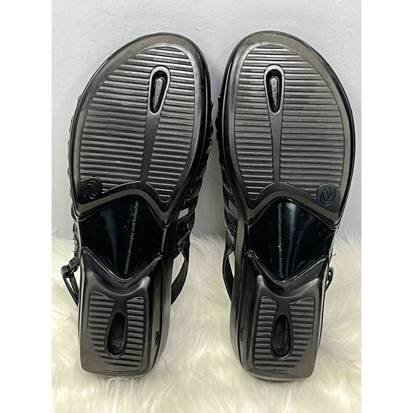 Aravon New Balance Combination Last Black 7D Leather Slingback Strappy Sandals - Picture 7 of 8